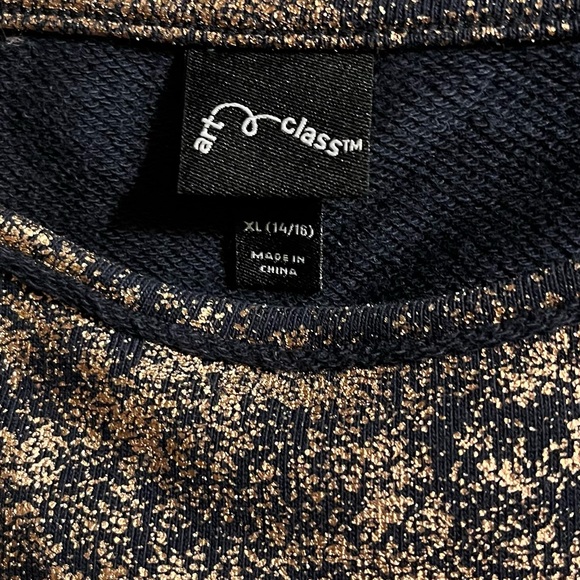 Art Class - Target Bronze Foil on Black Tunic Sweatshirt Kids XL 14/16 - Picture 3 of 6
